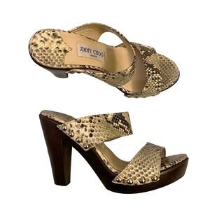 Jimmy Choo Snake Skin Mules Strappy Studded Heels Size 39